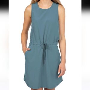 Sleeveless Teal Drawstring Travel Coverup Dress
